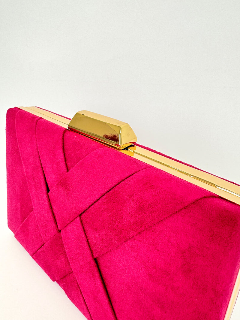 Pochette tressée fuchsia