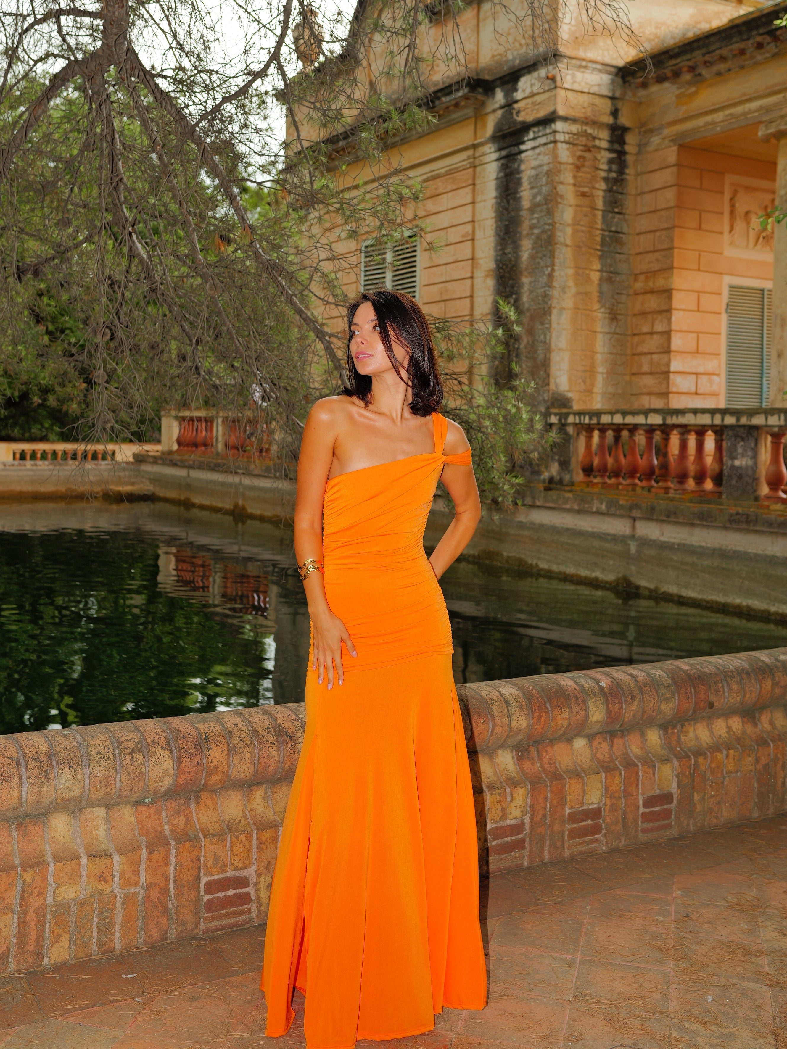 Robe bustier avec nœud orange