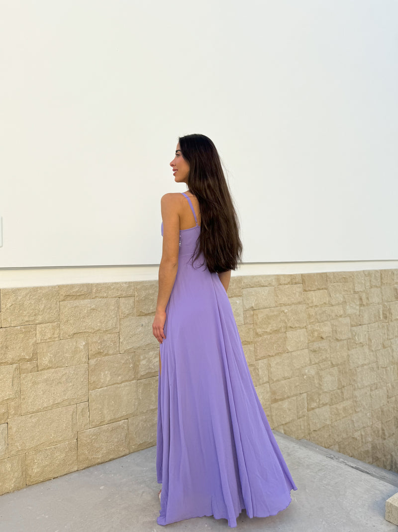 Robe en crêpe V lilas