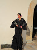 Robe flamenco à volants noirs