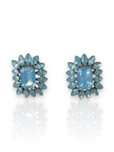 Boucles d'oreilles en pierre fleurie bleu clair