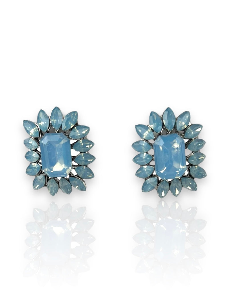 Boucles d'oreilles en pierre fleurie bleu clair