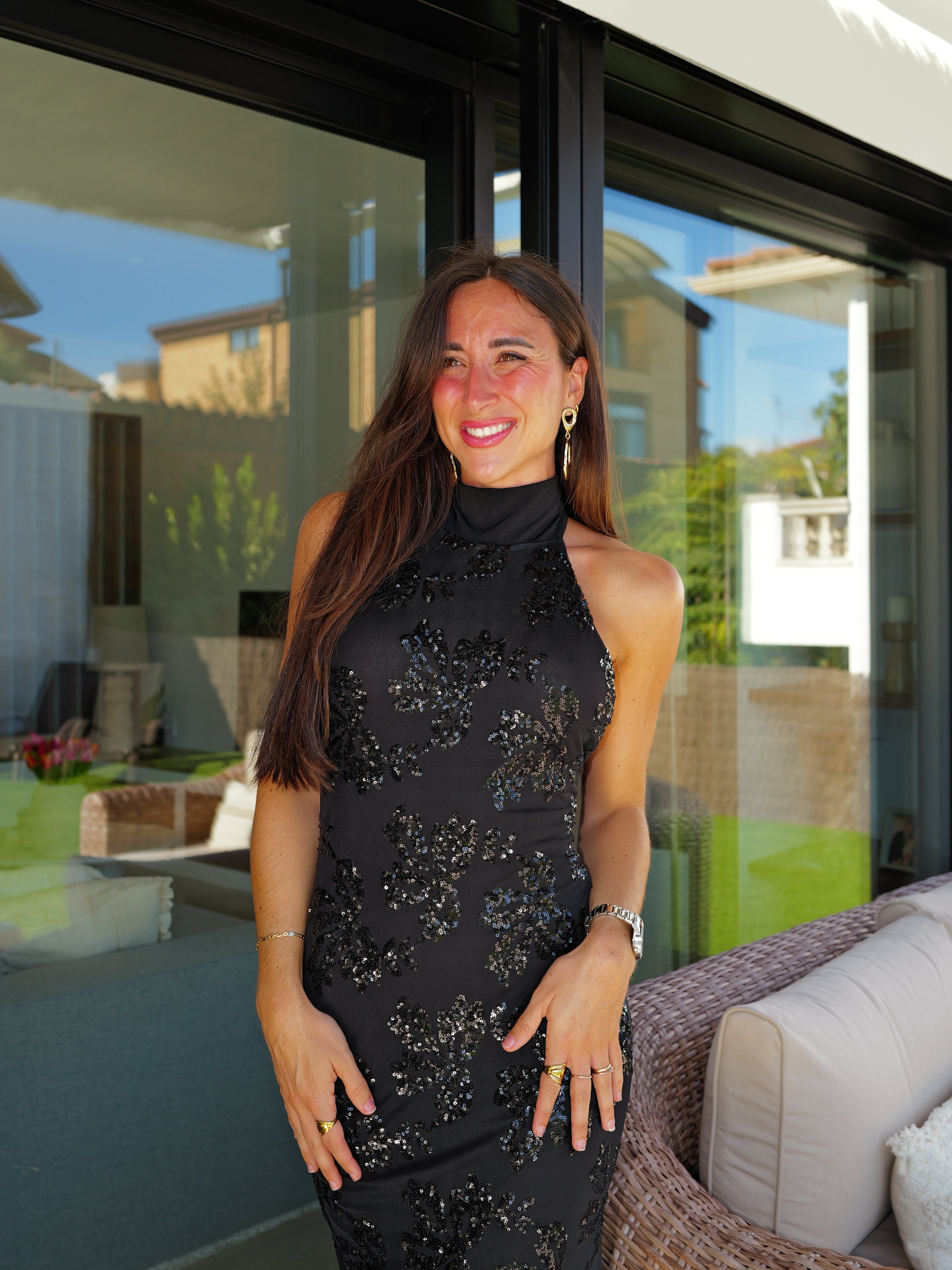 Robe en tulle noir avec dos nu