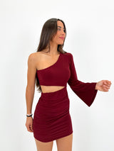 Mini robe asymétrique en vin