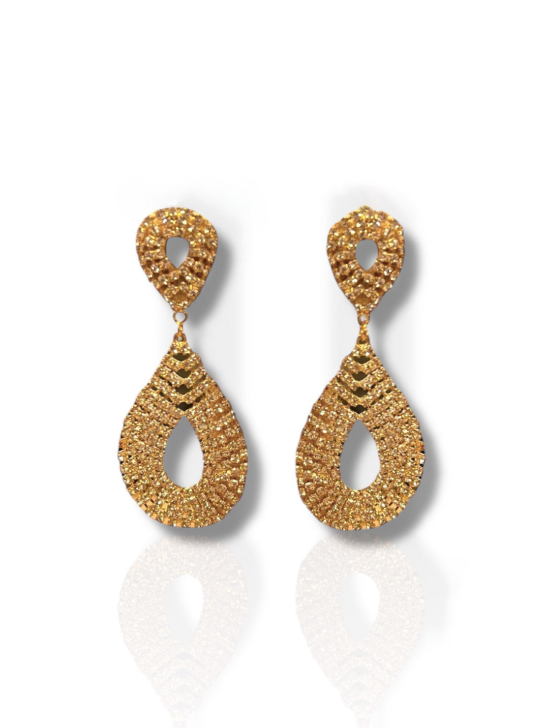 Boucles d'oreilles gouttes d'or pailletées