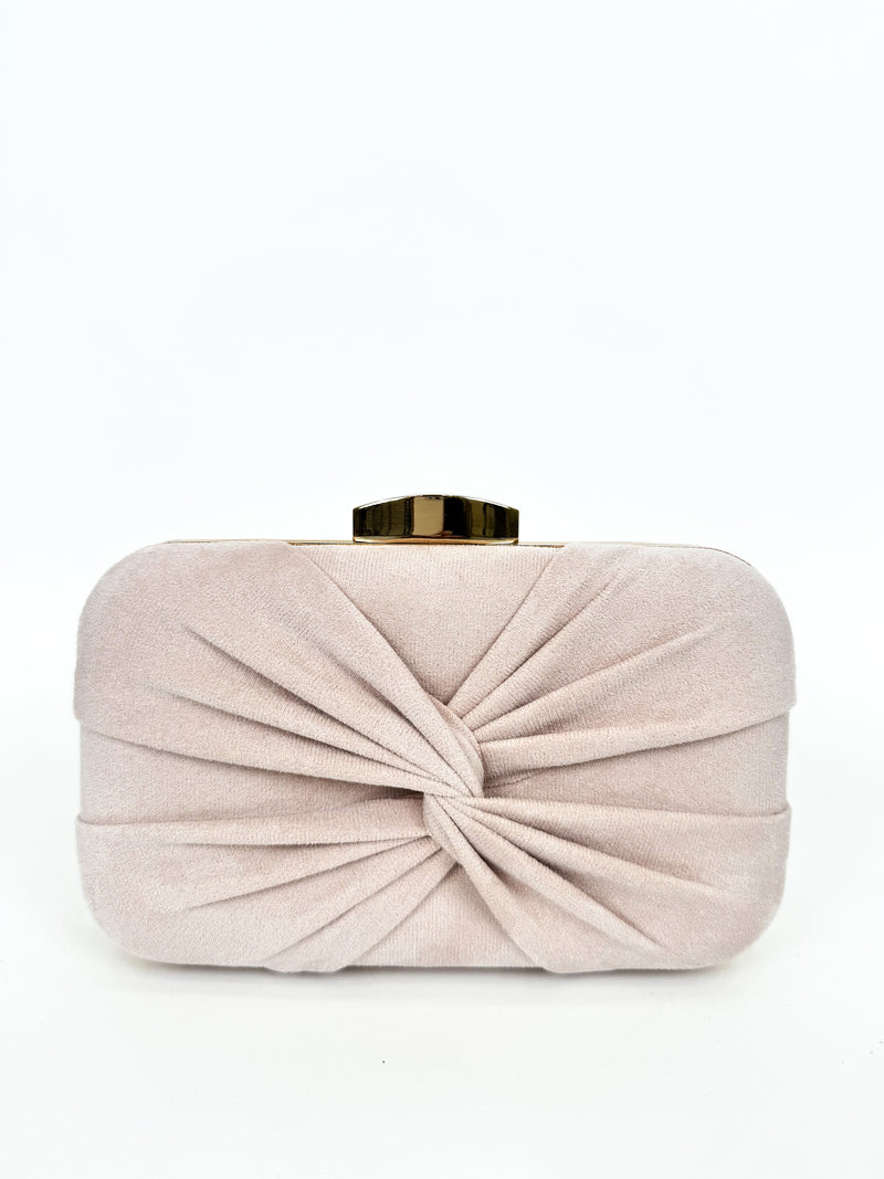 Pochette rose à nœuds croisés