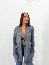 Ensemble blazer lurex bleu