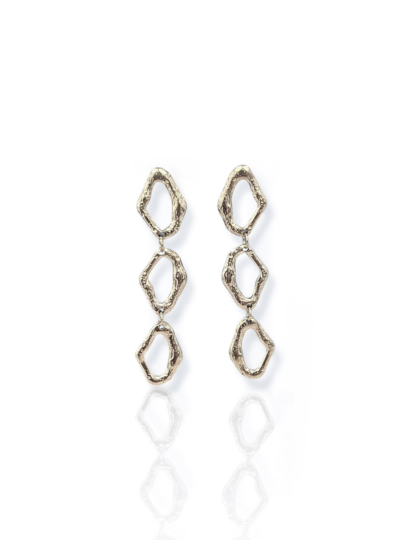 BOUCLES D'OREILLES cascade texturée argentée