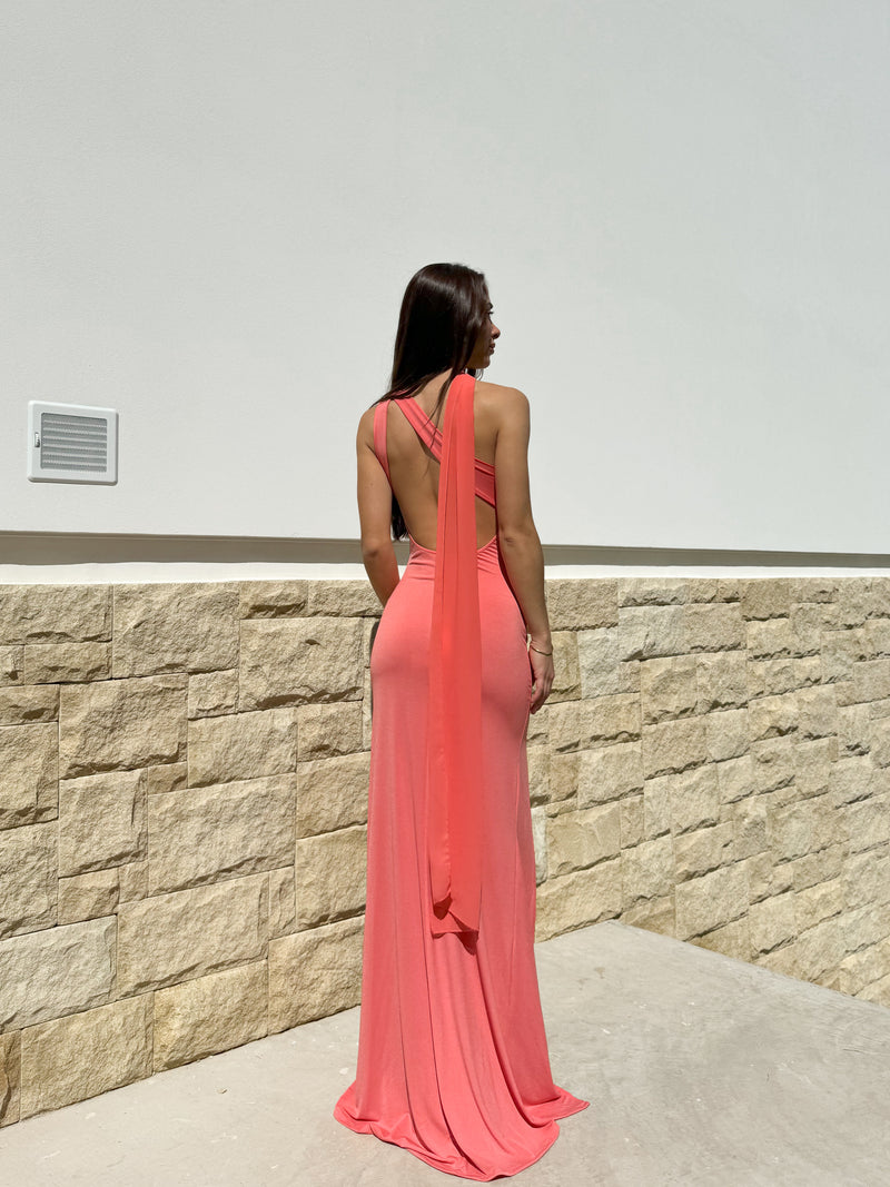 Robe tour de cou au dos en corail