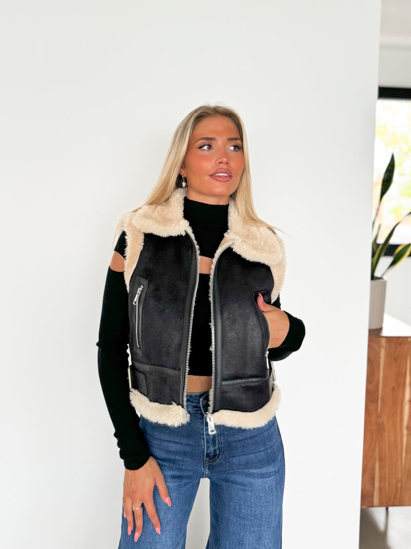 Gilet noir double face