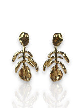 Boucles d'oreilles en feuilles d'or