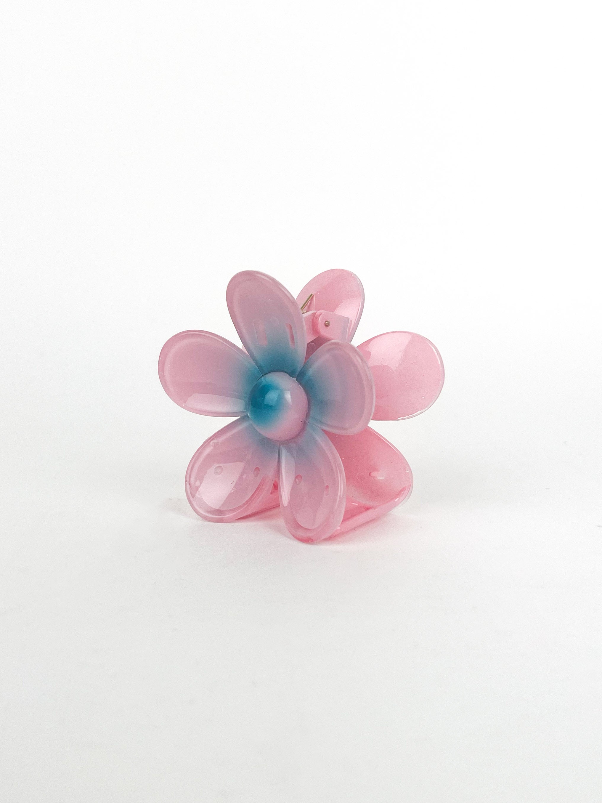 Clip fleur rose turquoise