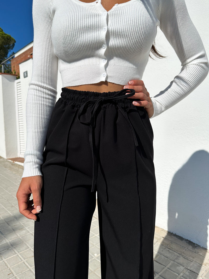 Pantalon fluide avec pinces noires