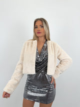 Veste en fourrure beige