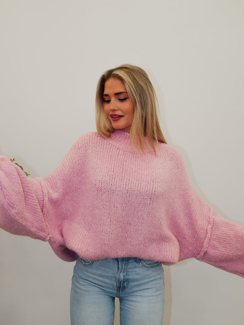 Pull oversize en tricot rose