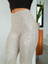 Pantalon glitter campana beige