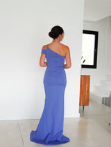 Robe asymétrique bleue à double bande