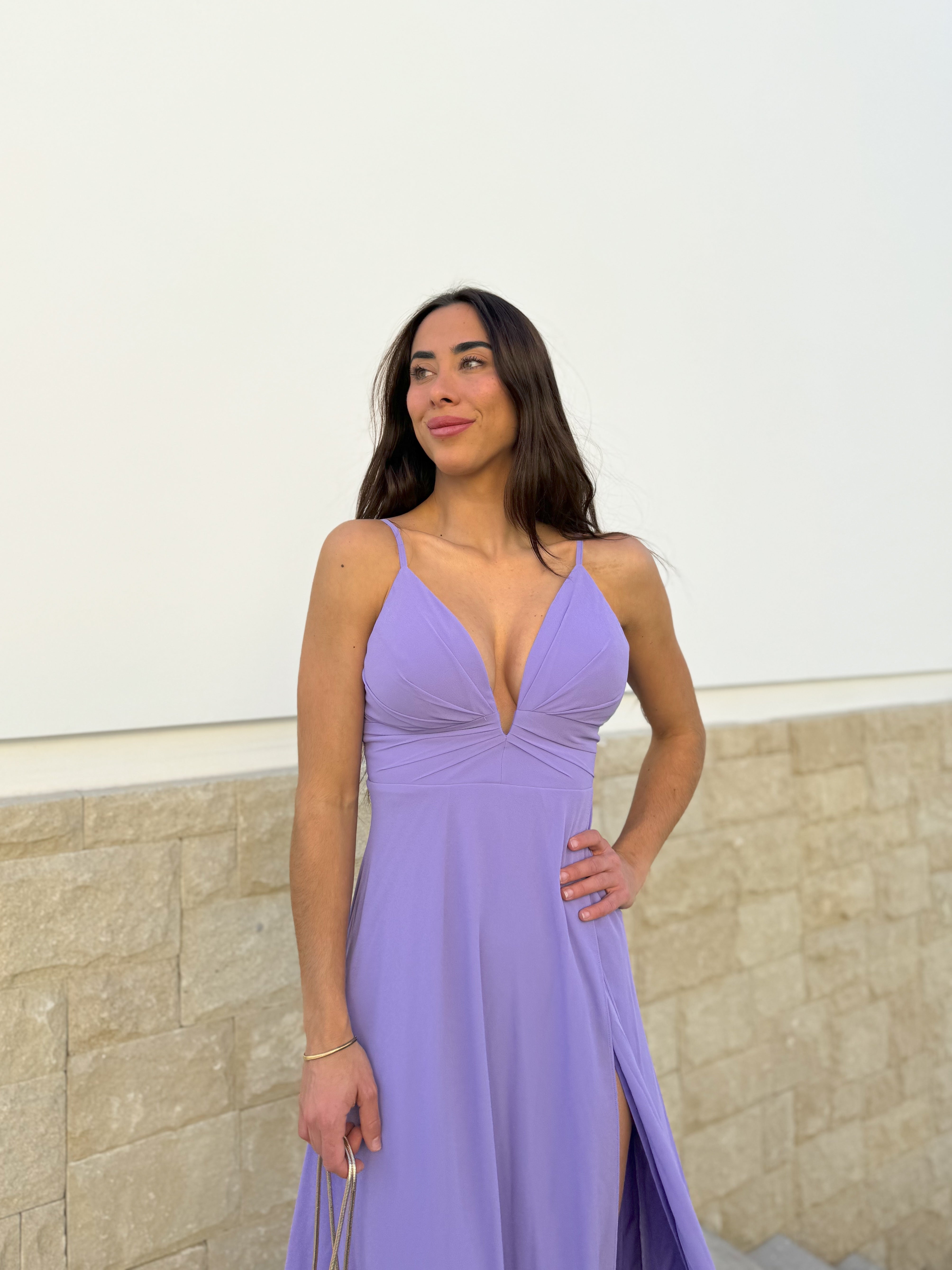 Robe en crêpe V lilas