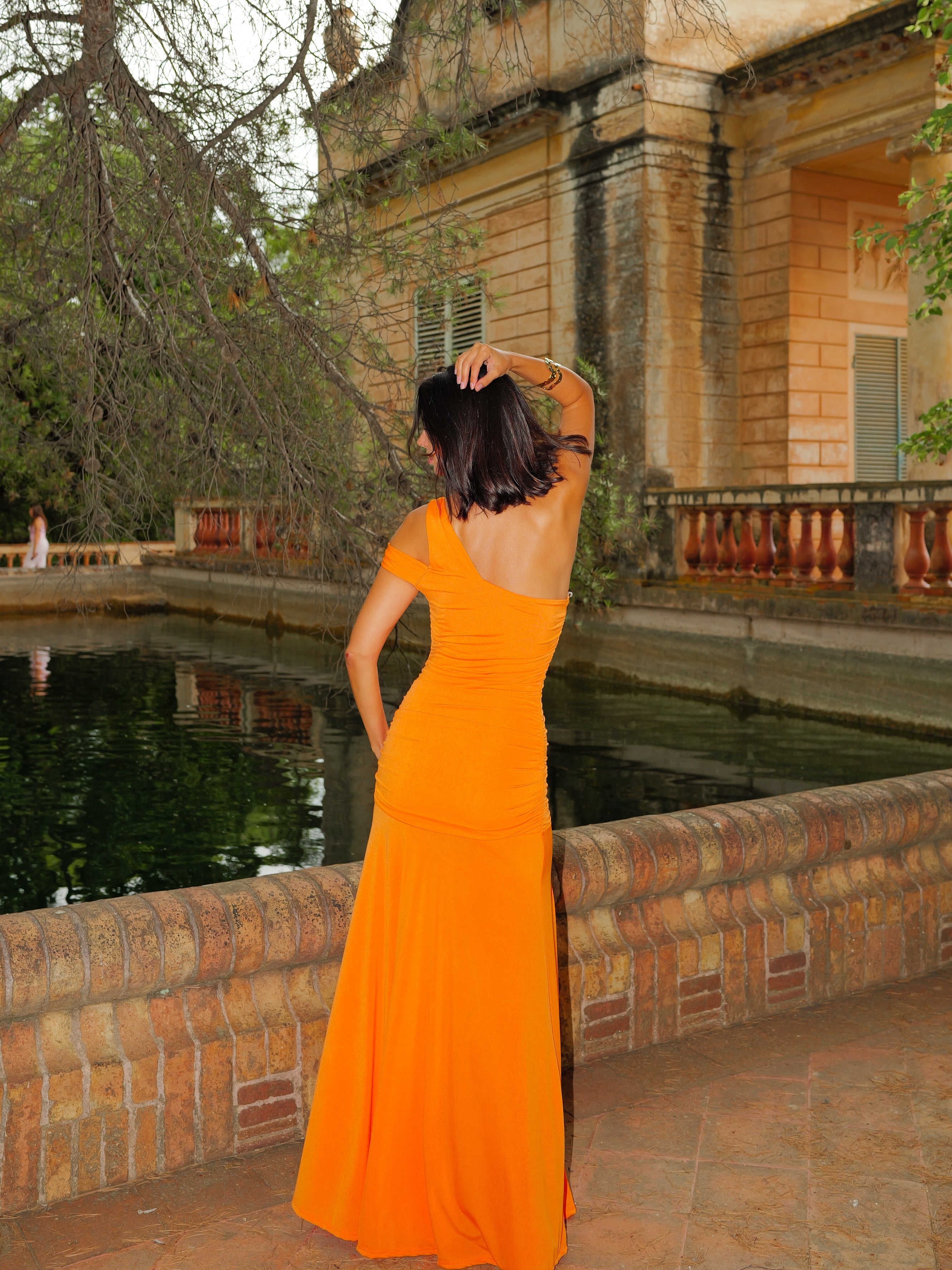 Robe bustier avec nœud orange