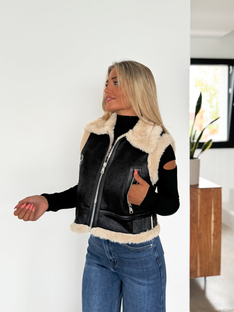 Gilet noir double face