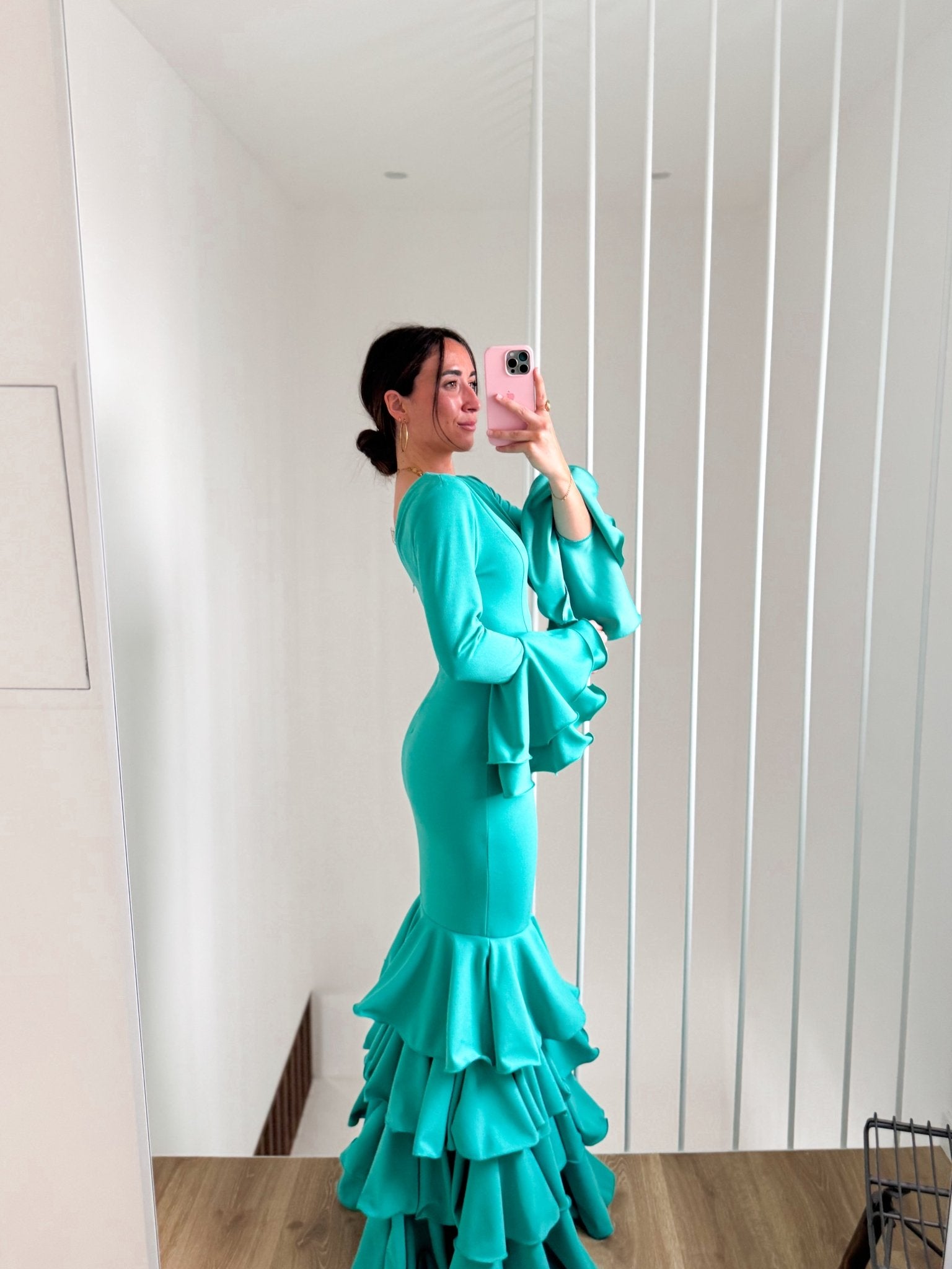 Robe flamenca à volants turquoise - SORELLAS