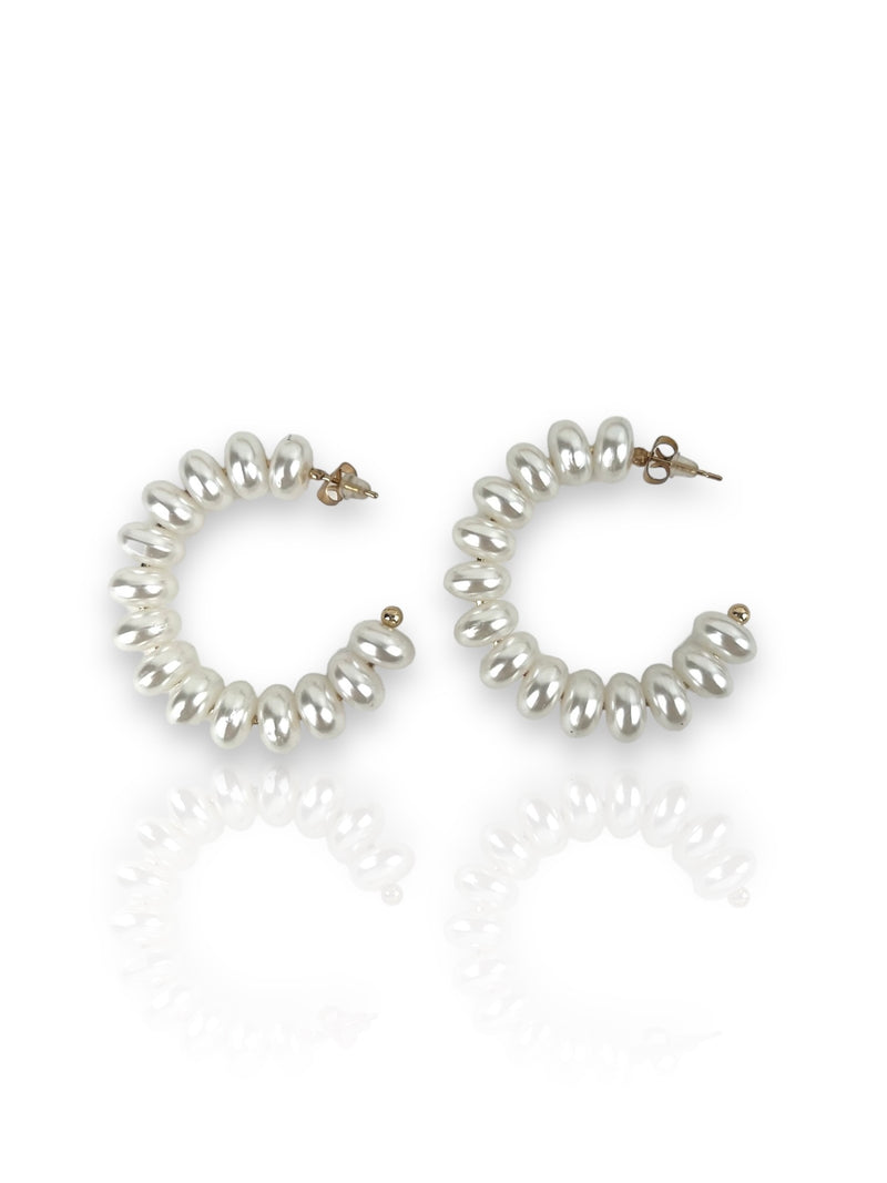 Boucles d'oreilles demi-lune pierres blanches