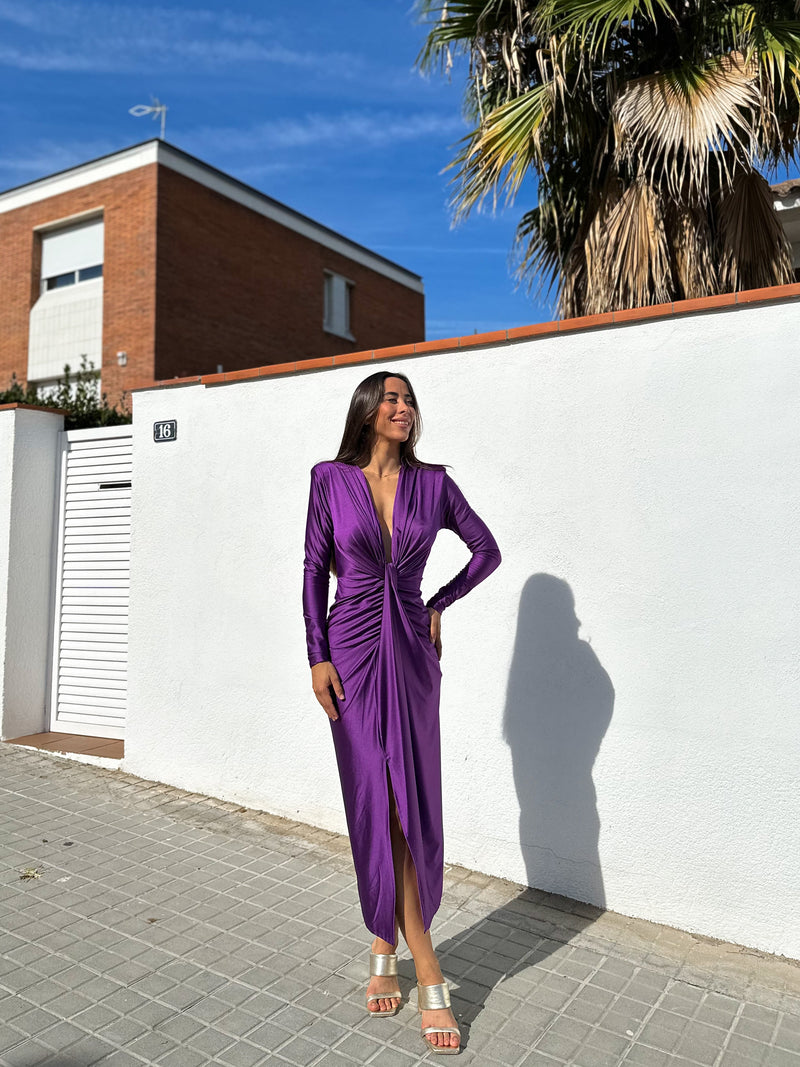 Robe à manches nouées en violet