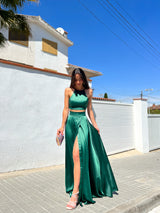 Ensemble licou en satin vert