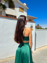 Ensemble licou en satin vert