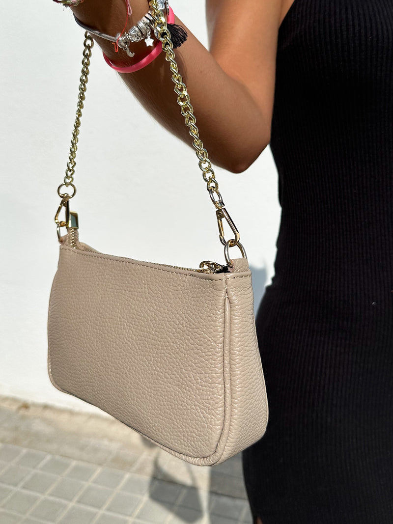 Sac à bandoulière en chaîne beige