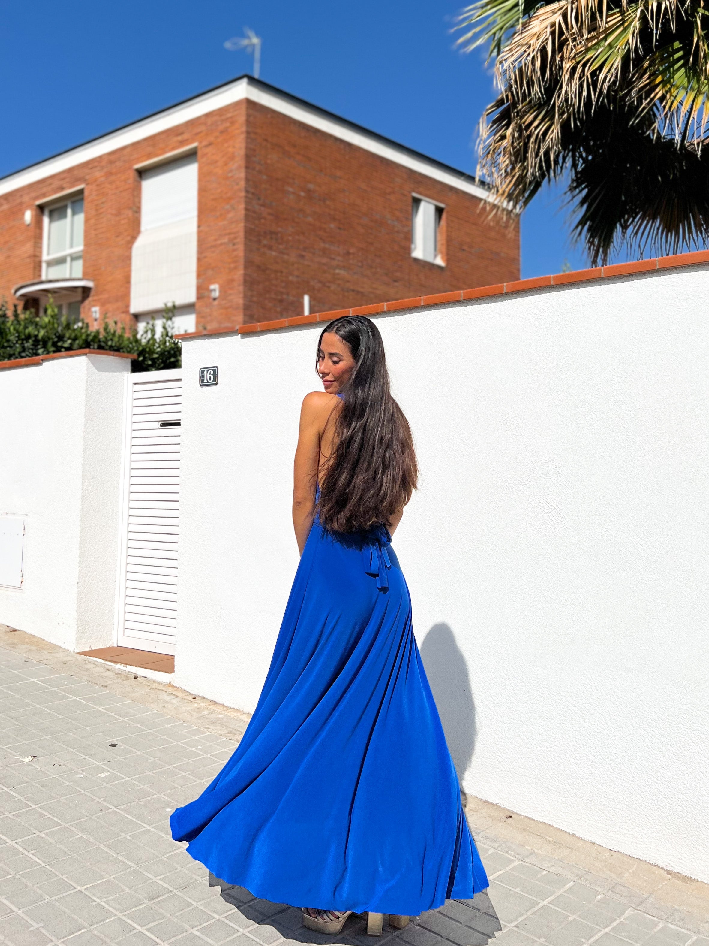 Robe longue bleu marine