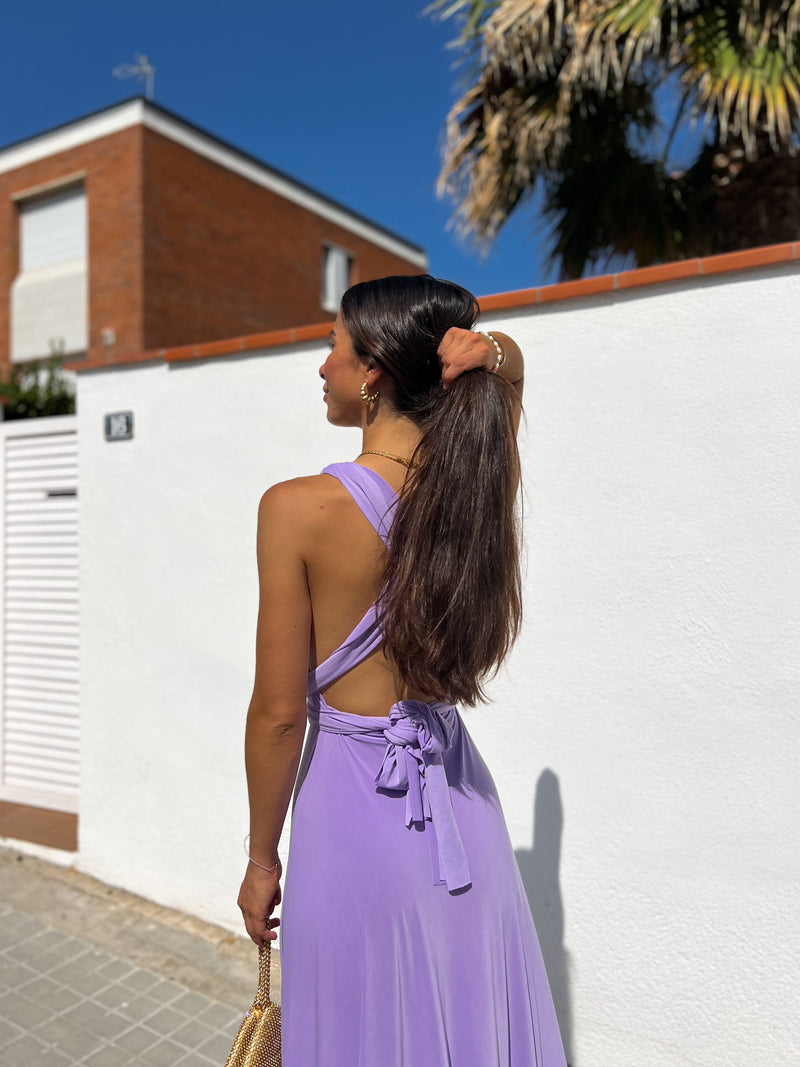 Robe longue multi-lilas