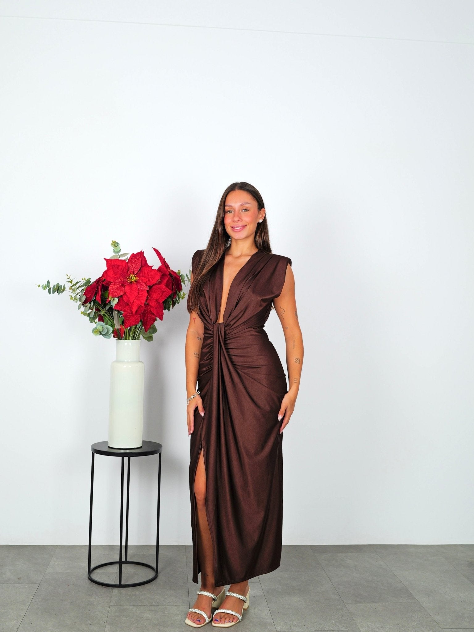 Robe à encolure nouée chocolat - Sorellas The Brand Barcelona S.L