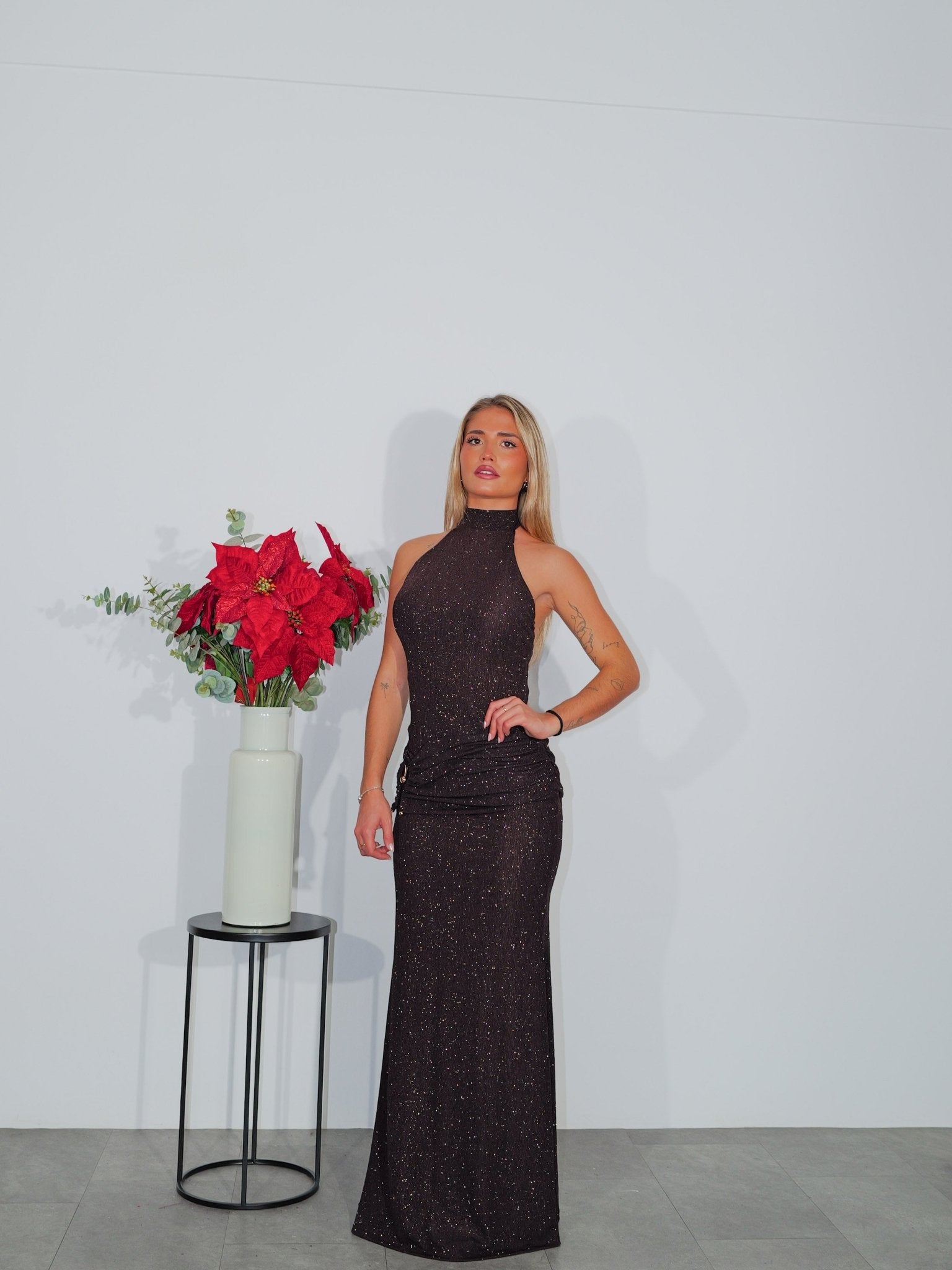 Robe lurex détails hanches chocolat - Sorellas The Brand Barcelona S.L