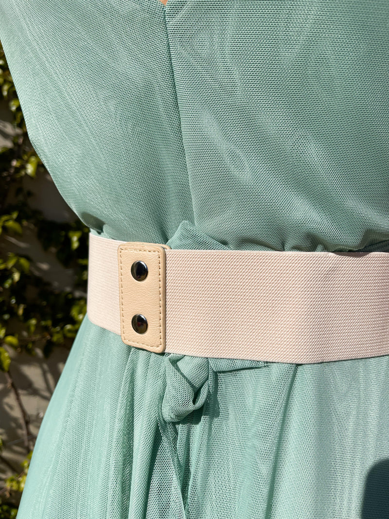 Ceinture à fleurs beige