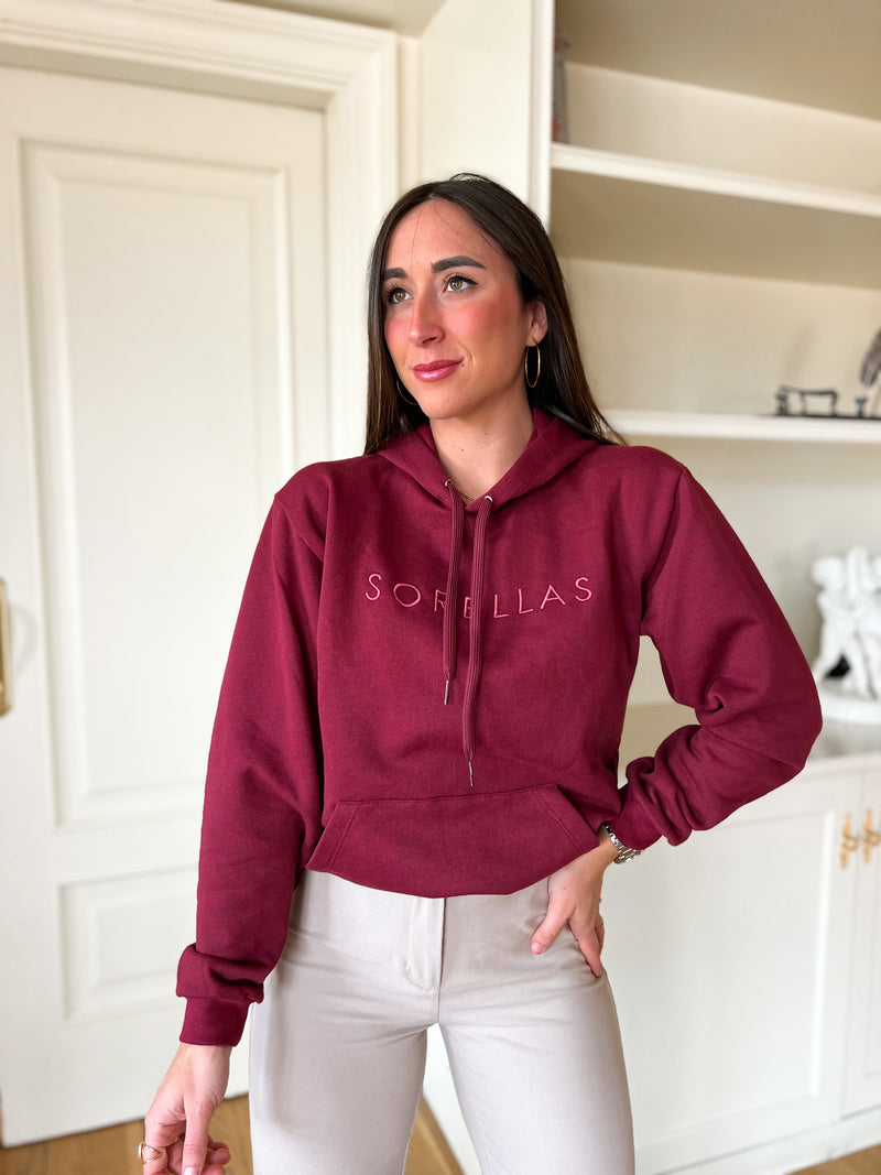 Sweat-shirt à capuche bordeaux Sorellas