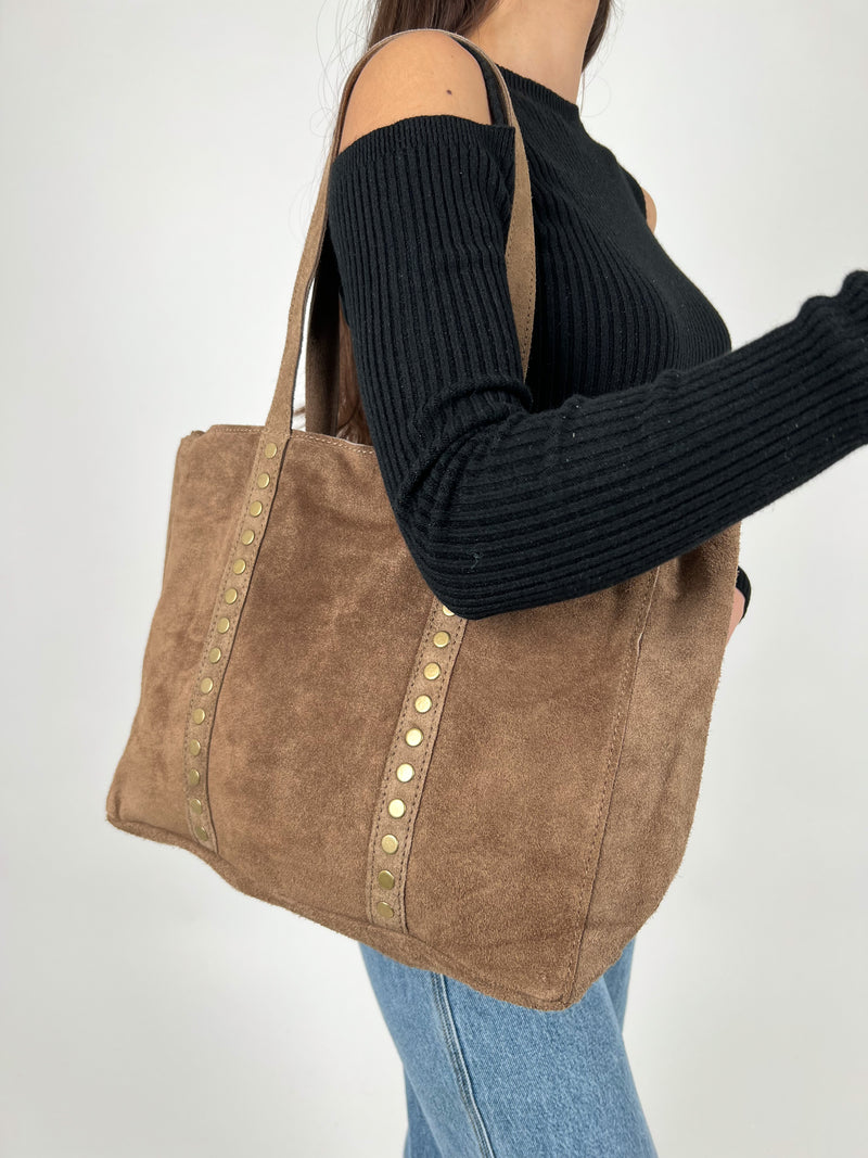 Sac clouté Maxi taupe