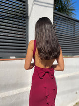 Robe longue de sirène bordeaux