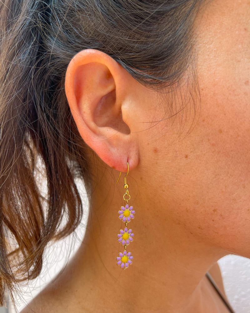 Boucles d'oreilles marguerite lilas