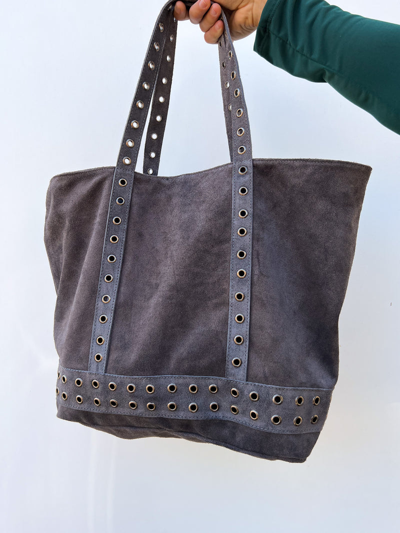 Grand sac gris clouté