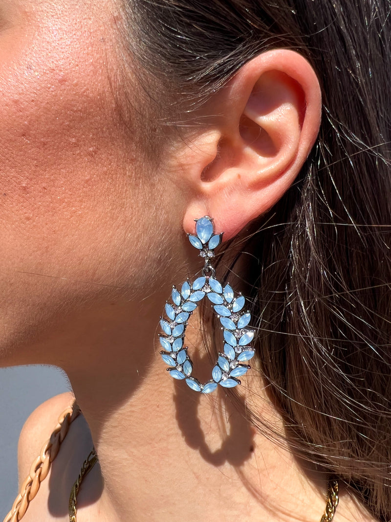 Boucles d'oreilles anneau en pierre bleue