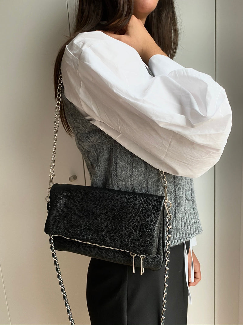 Sac à chaîne en cuir noir