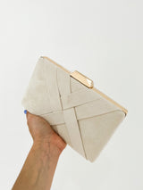 Pochette tressée beige