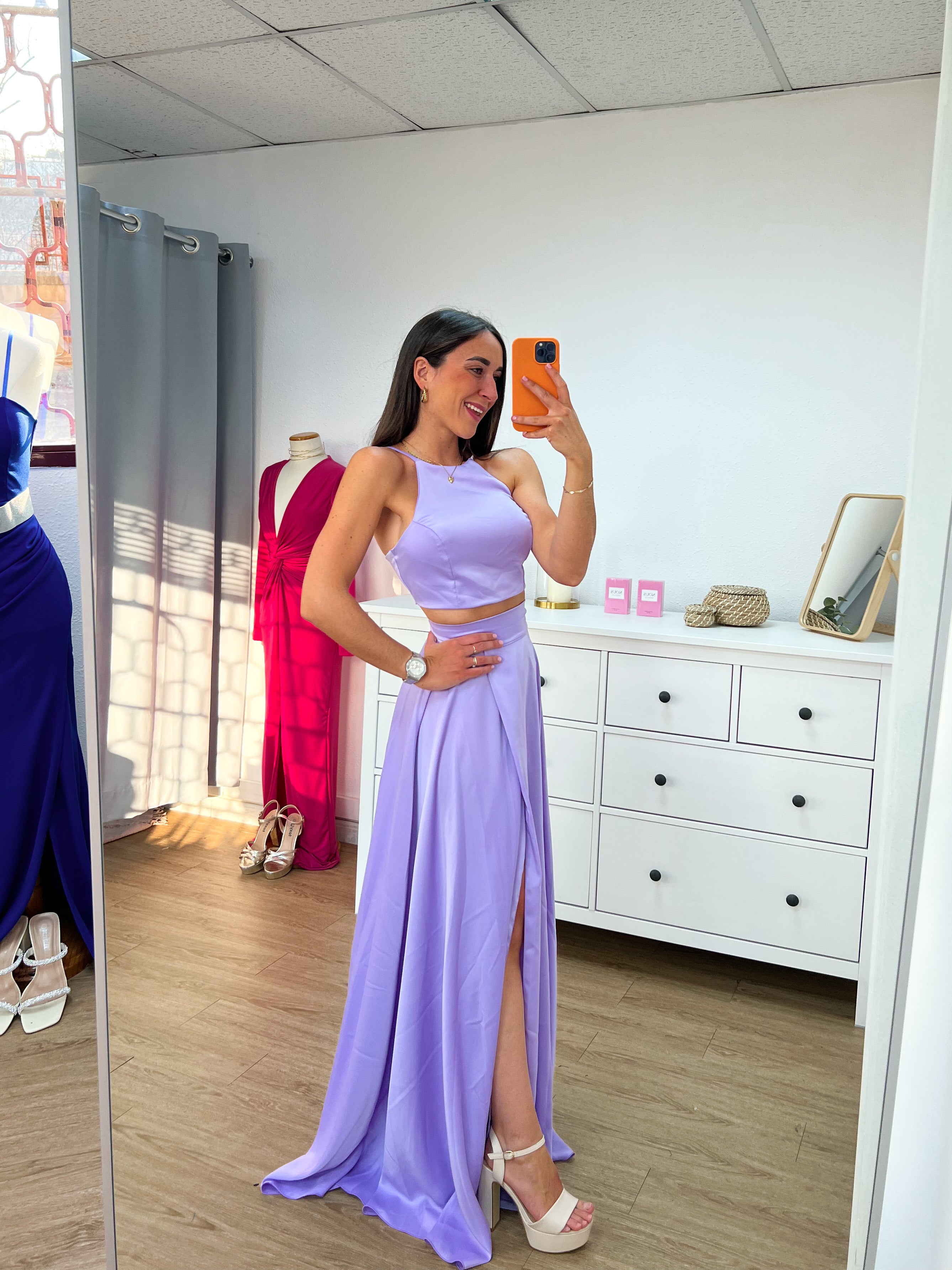 Ensemble licou en satin lilas