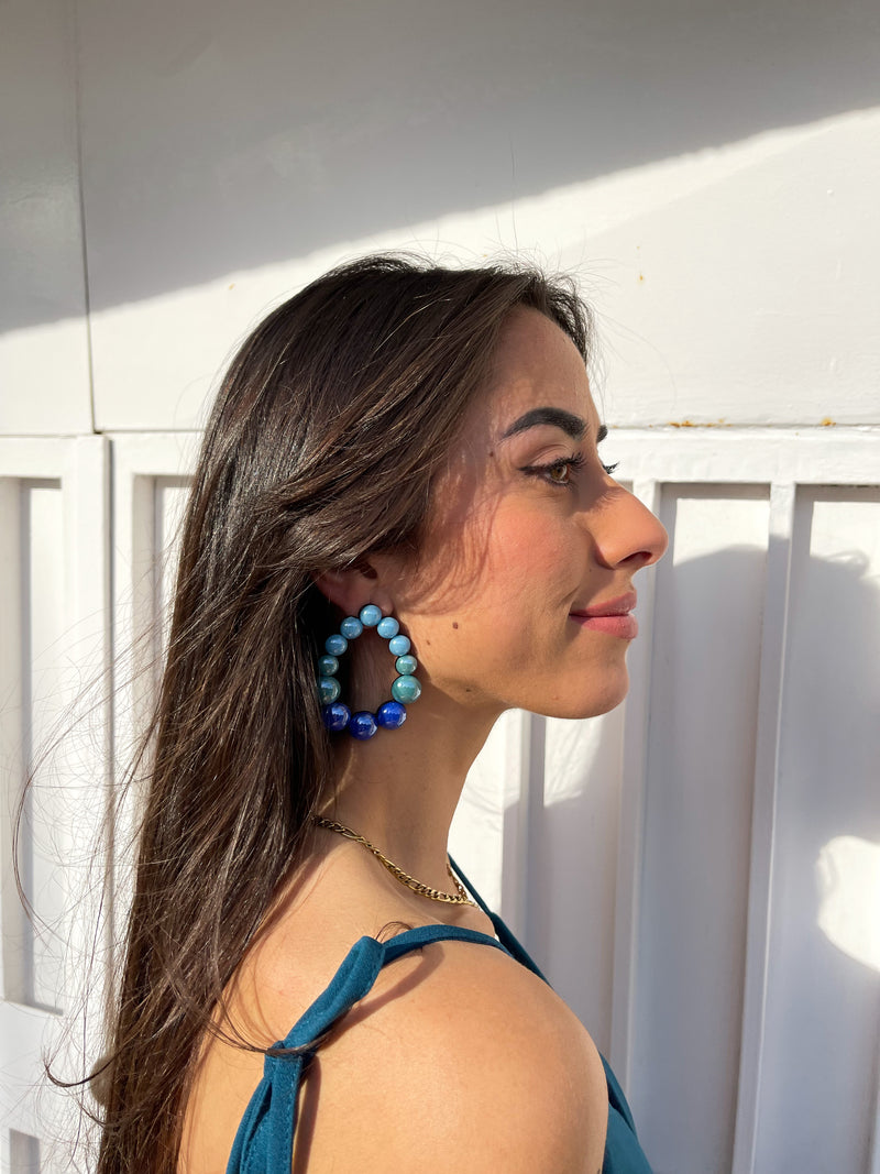 Boucles d'oreilles ovales bleues