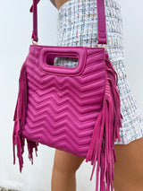 Sac à franges zigzag fuchsia