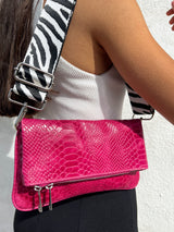 Sac en cuir fuchsia coco à chaîne