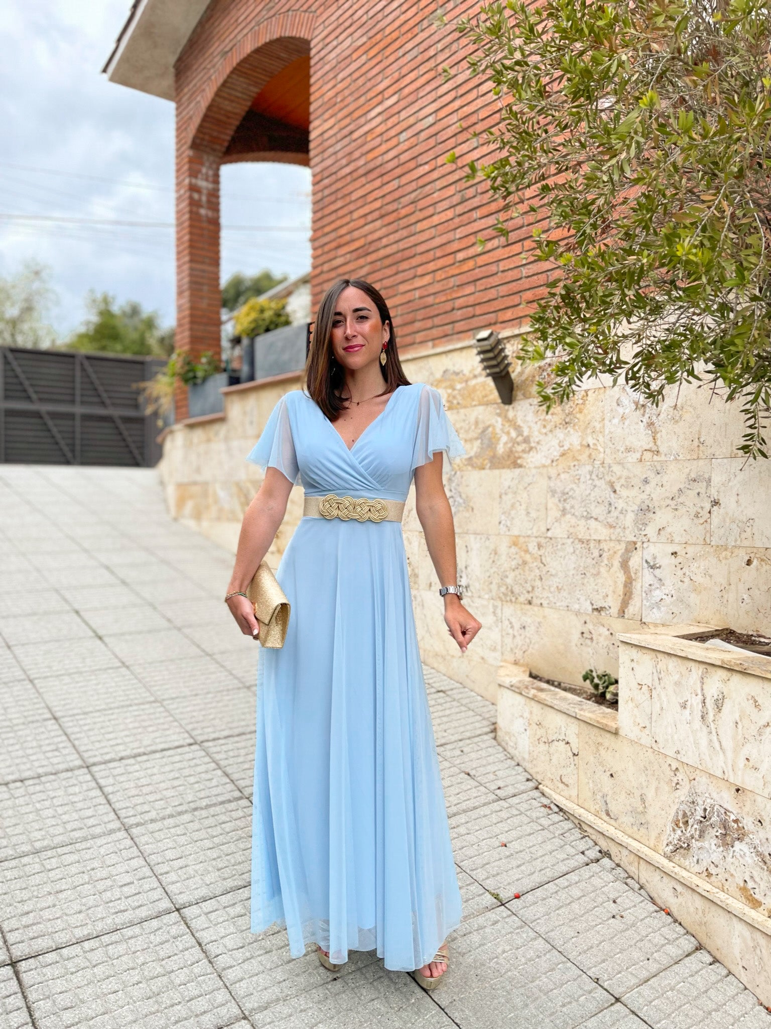 Robe en tulle à manches courtes