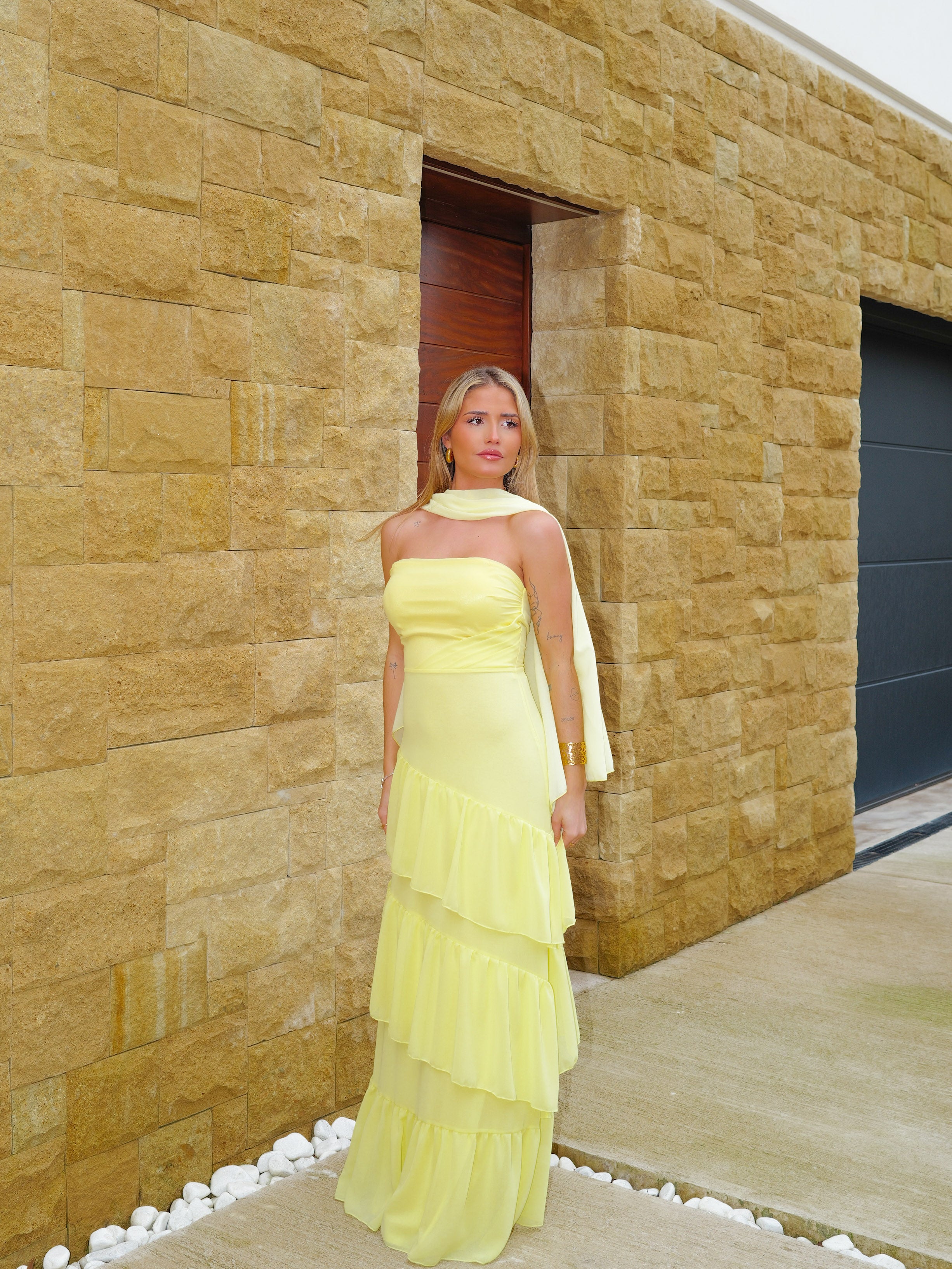 Scialle di garza giallo