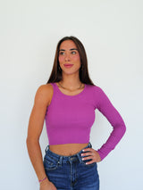 Top con manica assimilata fucsia